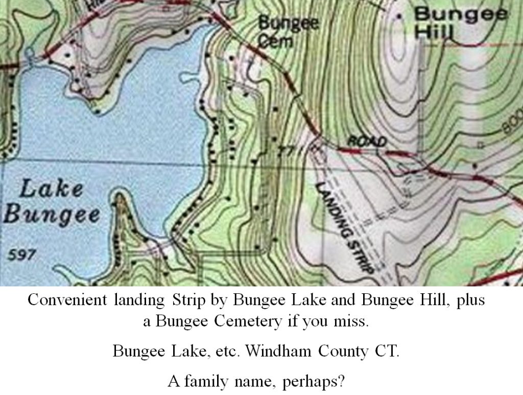 Bungee Cemetery, Hill, and Lake Connecticut Humor on the Map